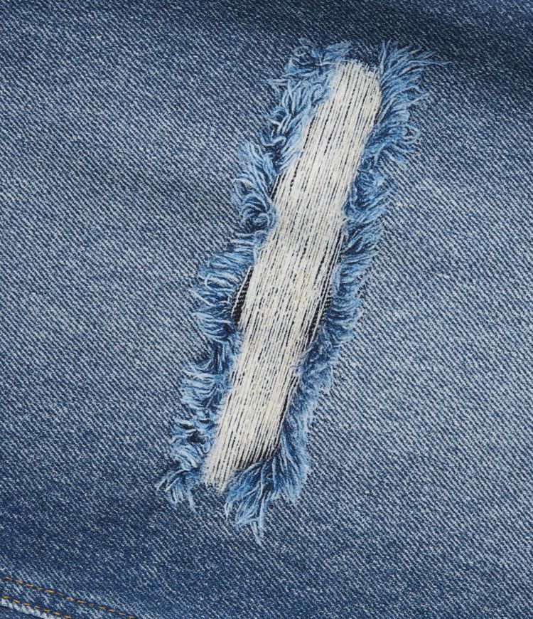 High Waisted Denim Print French Terry Casual Sweatpants Jeans with Pockets
