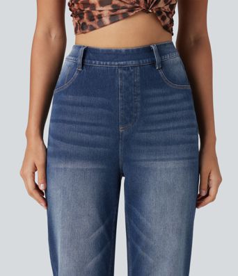 Halara Flex™ High Waisted Straight Leg Washed Casual Jeans with Pockets Halara Flex™ High Waisted Straight Leg Washed Casual Jeans with Pockets