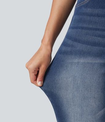 Halara Flex™ High Waisted Straight Leg Washed Casual Jeans with Pockets Halara Flex™ High Waisted Straight Leg Washed Casual Jeans with Pockets