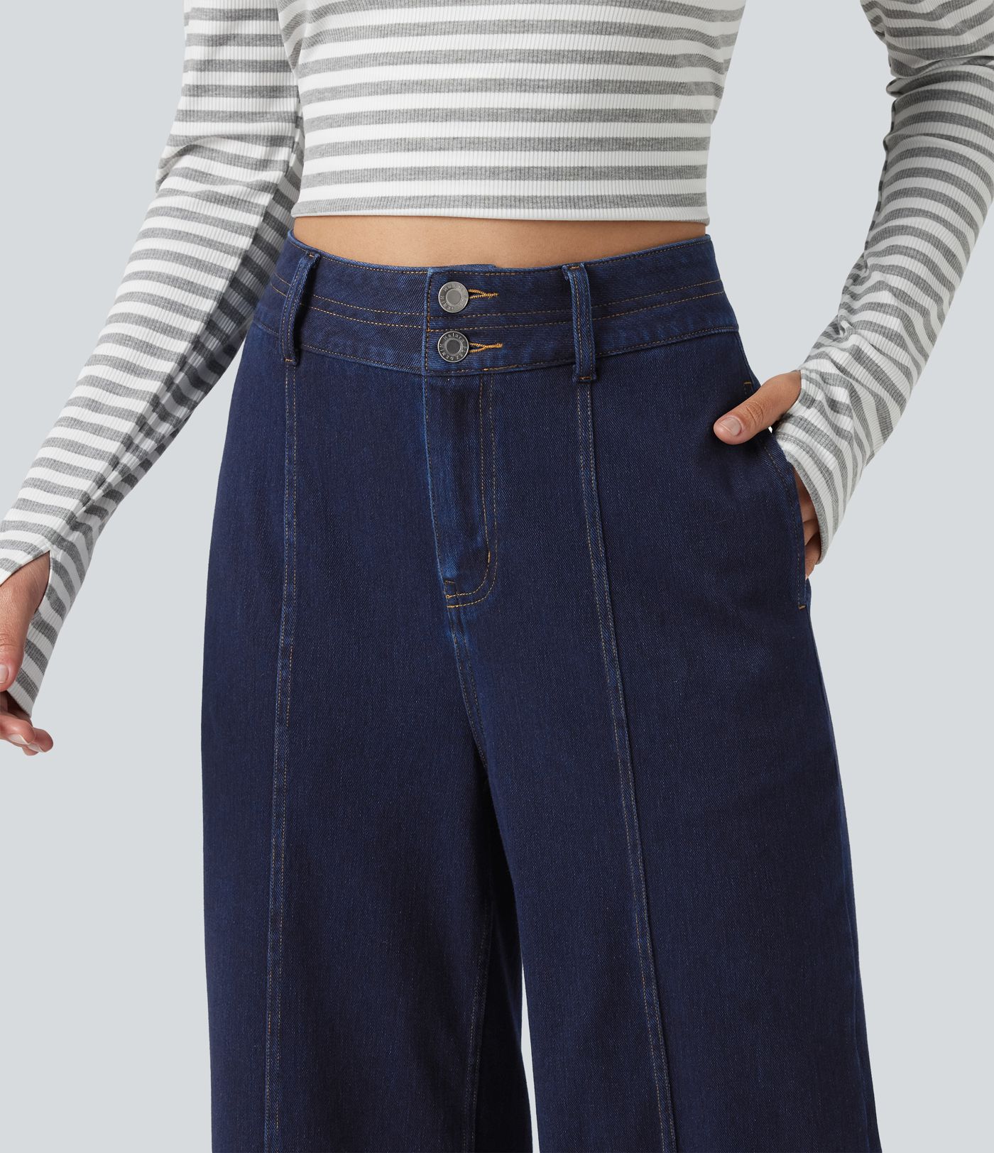 Halara Flex™ High Waisted Wide Leg Casual Jeans with Pockets