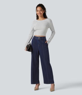 Halara Flex™ High Waisted Wide Leg Casual Jeans with Pockets
