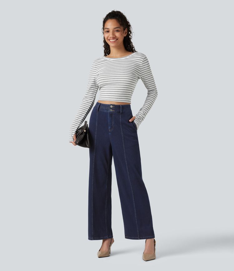 Halara Flex™ High Waisted Wide Leg Casual Jeans with Pockets
