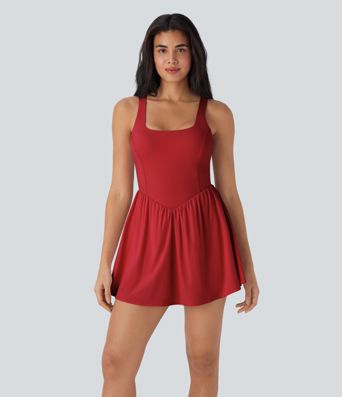 Breezeful™ Backless Tie Back 2-in-1 Quick Dry Mini Dance Active Dress with Side Pocket-Easy Peezy Edition