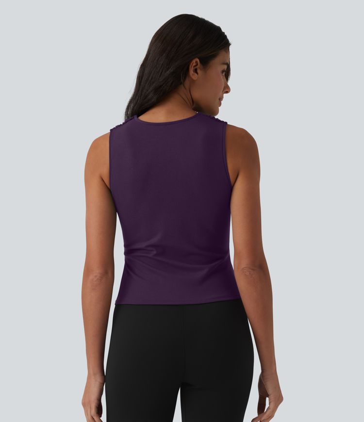 Débardeur tailleur col V avec fronces et brassière intégrée Débardeur tailleur col V avec fronces et brassière intégrée