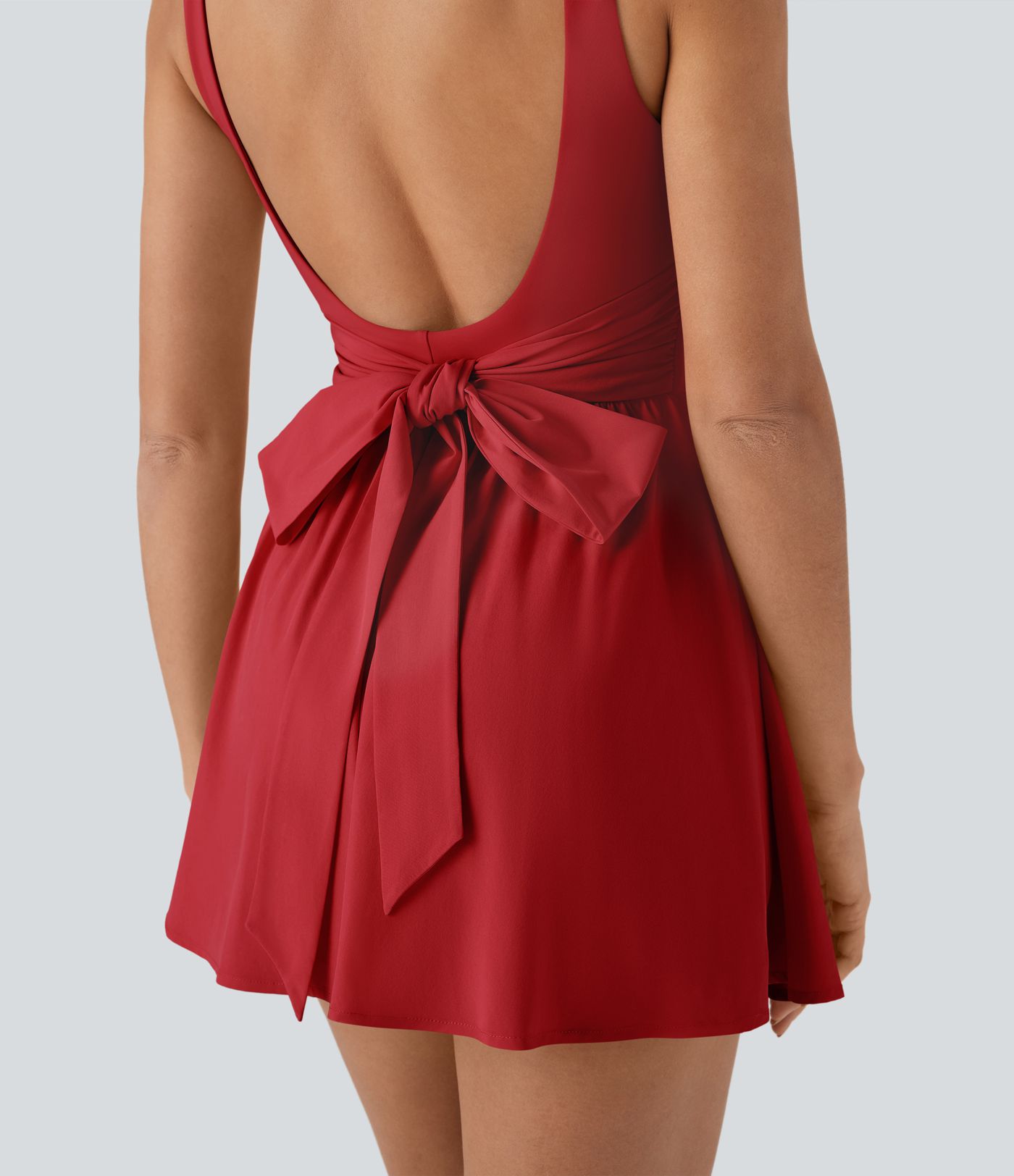 Breezeful™ Backless Tie Back 2-in-1 Quick Dry Mini Dance Active Dress with Side Pocket-Easy Peezy Edition