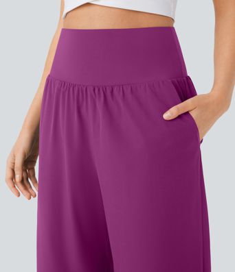 Pantalon fluide resort Breezeful™ à séchage rapide, coupe fendue et effet ventre plat