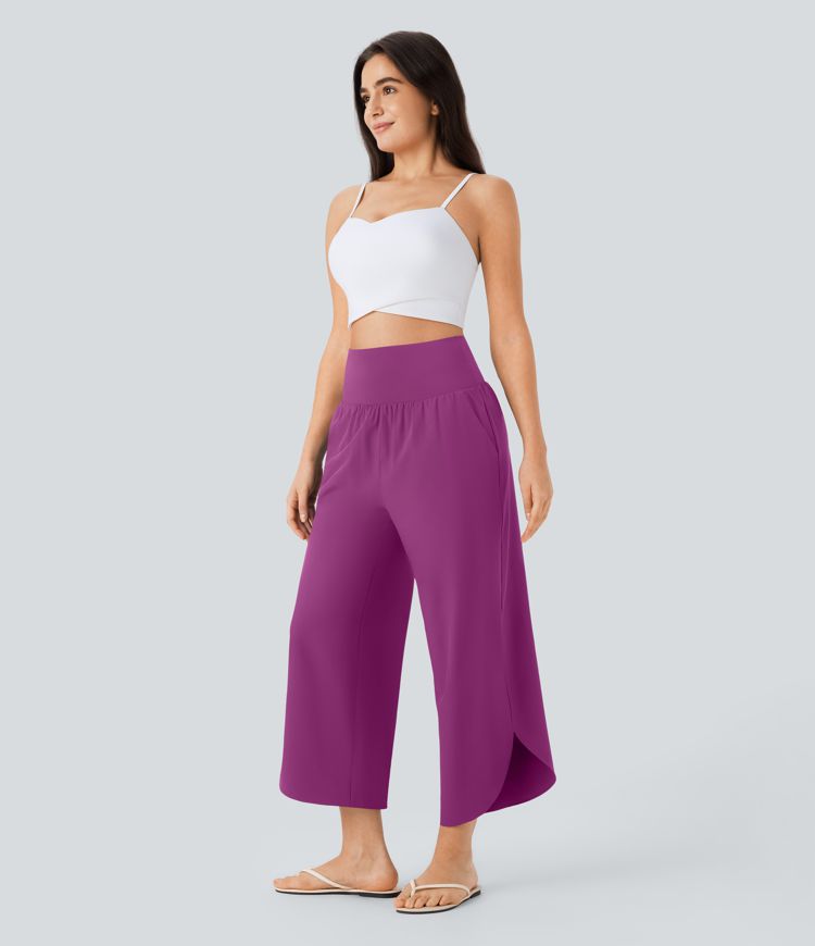 Pantalon fluide resort Breezeful™ à séchage rapide, coupe fendue et effet ventre plat