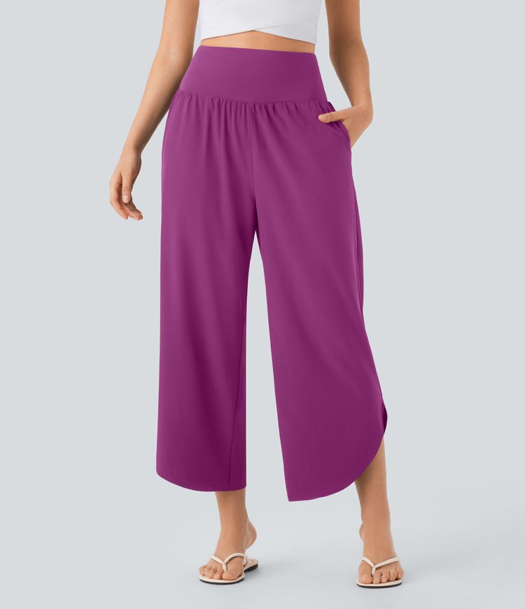 Pantalon fluide resort Breezeful™ à séchage rapide, coupe fendue et effet ventre plat