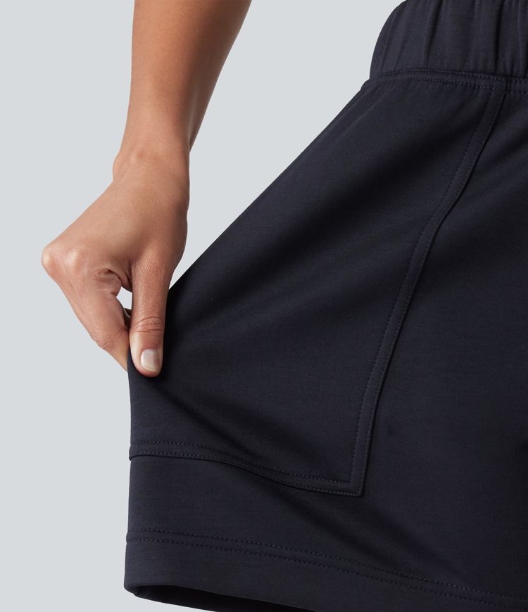 Mid Rise A-line Dance Shorts with Pockets