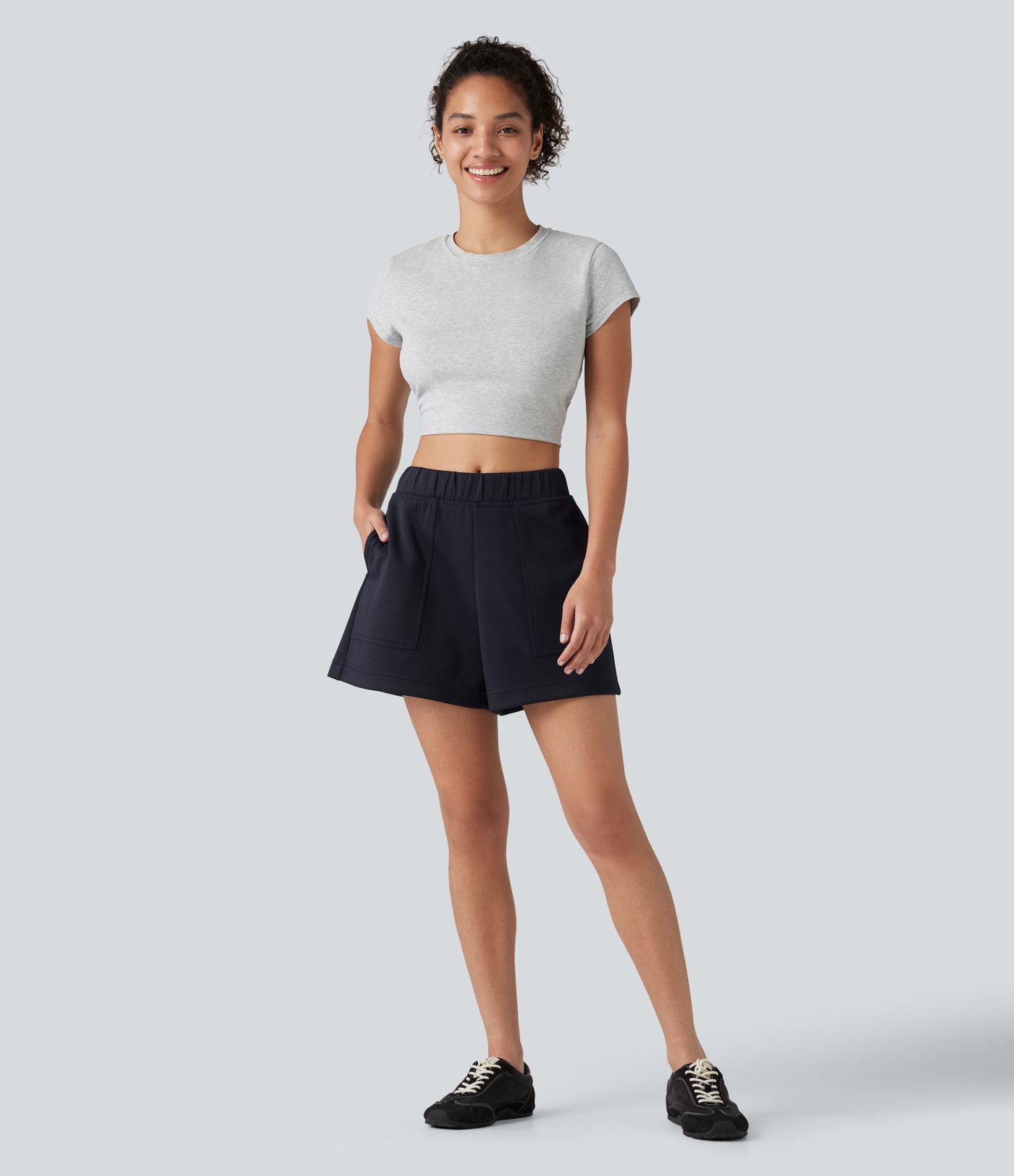Mid Rise A-line Dance Shorts with Pockets