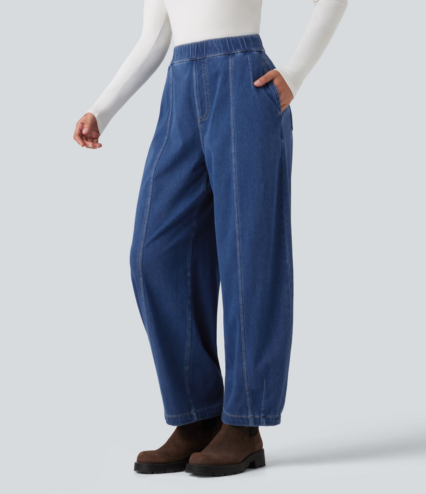 Halara Flex™ High Waisted Barrel Leg Casual Jeans with Pockets