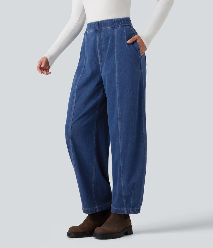Halara Flex™ High Waisted Barrel Leg Casual Jeans with Pockets