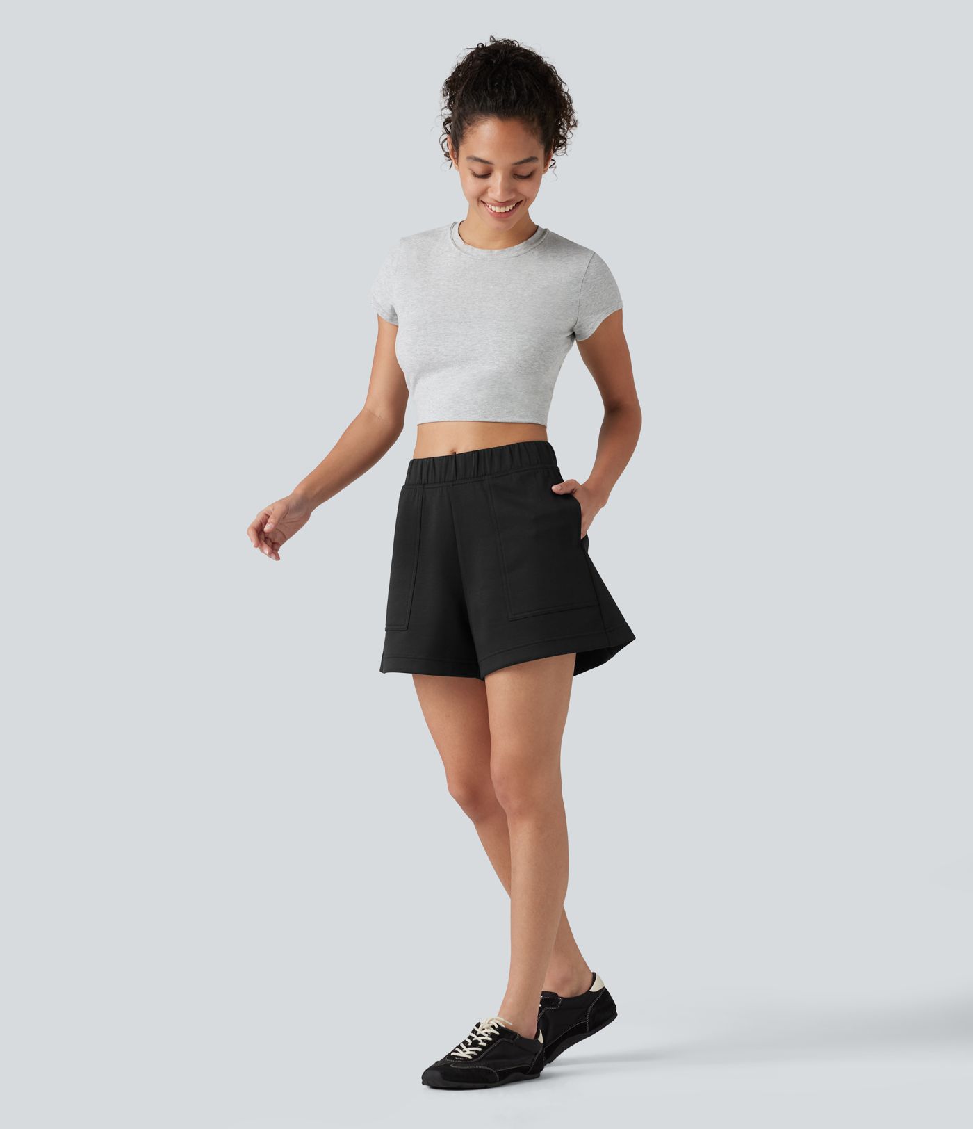 Mid Rise A-line Dance Shorts with Pockets