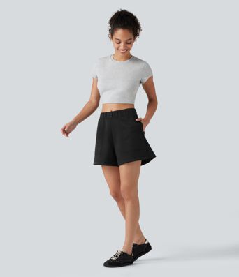 Mid Rise A-line Dance Shorts with Pockets