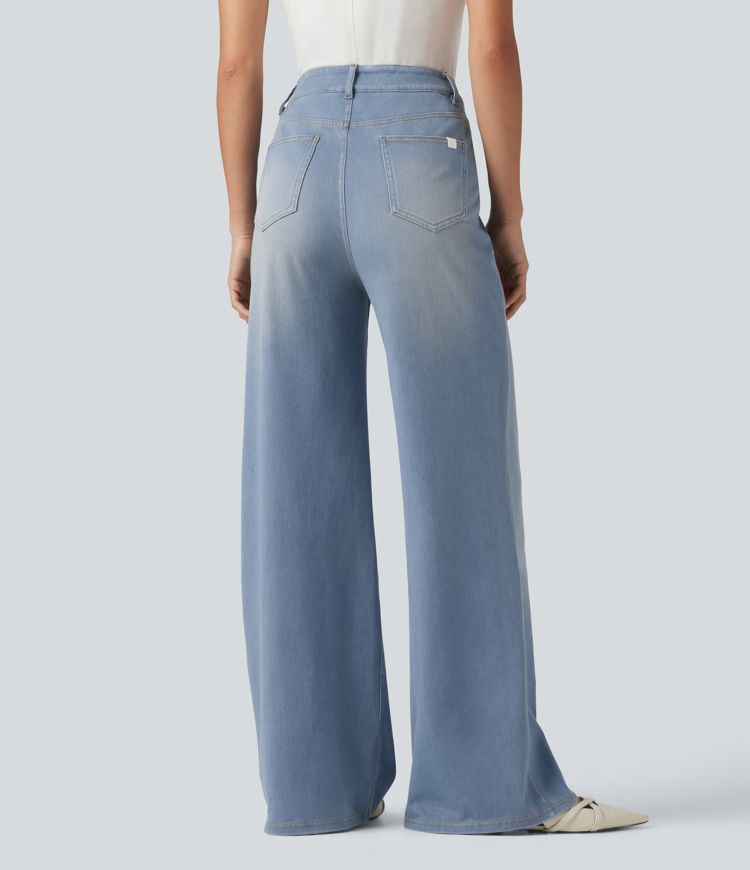 HalaraMagic™ High Waisted Crossover Bootcut Casual Jeans with Pockets
