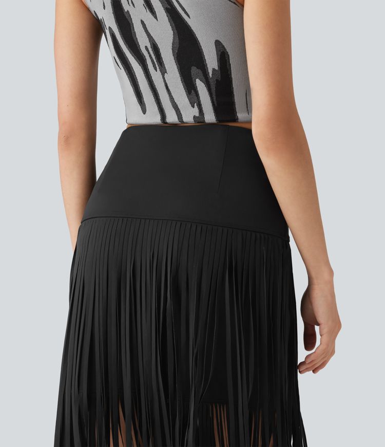 Halara UltraSculpt™ Cool Quick Dry High Waisted Fringe Hem Midi Skirt