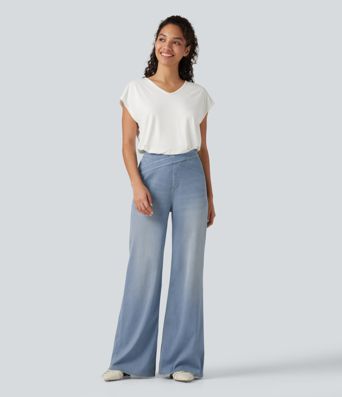 HalaraMagic™ High Waisted Crossover Bootcut Casual Jeans with Pockets