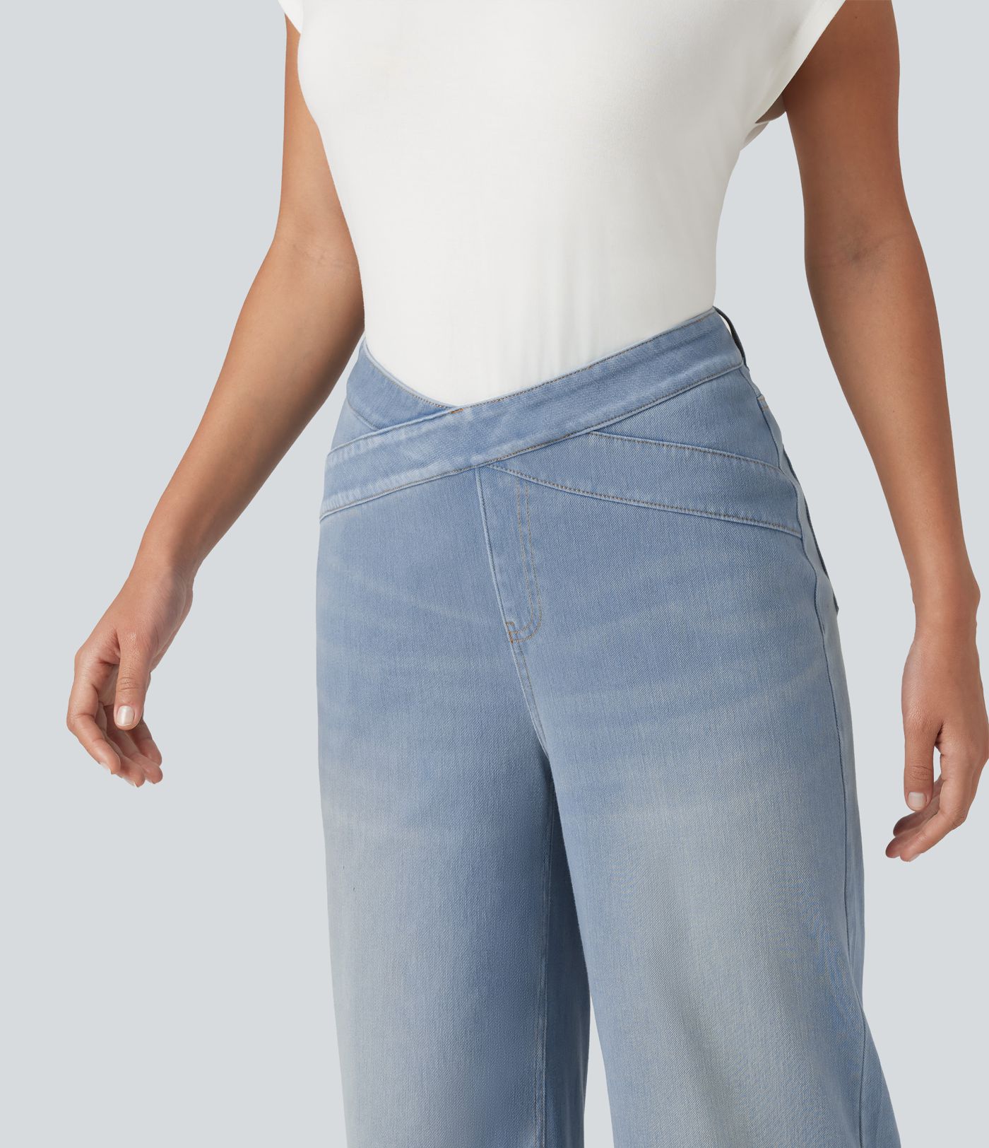 HalaraMagic™ High Waisted Crossover Bootcut Casual Jeans with Pockets