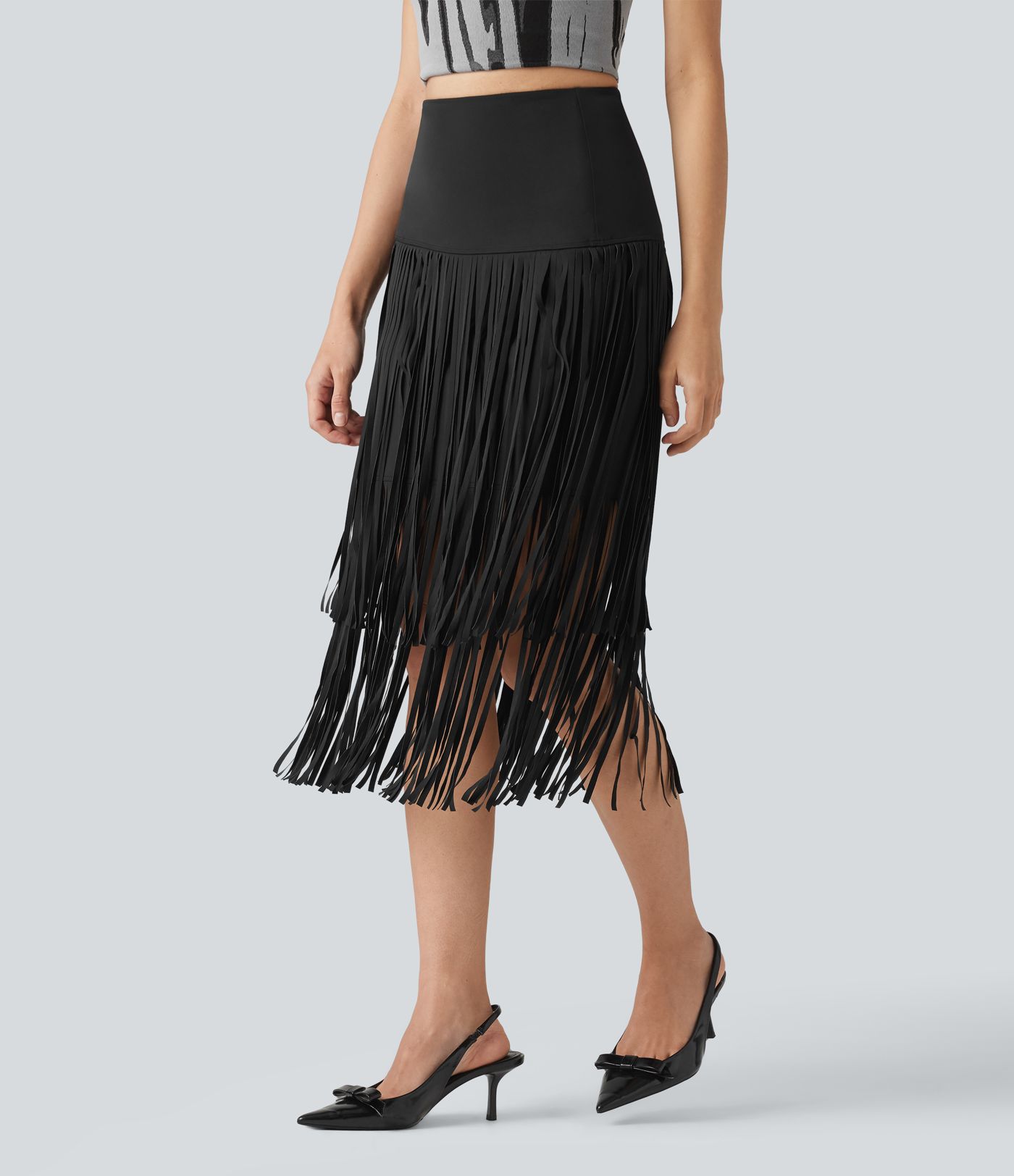 Halara UltraSculpt™ Cool Quick Dry High Waisted Fringe Hem Midi Skirt