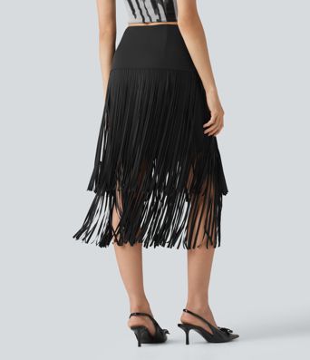 Halara UltraSculpt™ Cool Quick Dry High Waisted Fringe Hem Midi Skirt