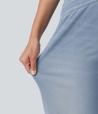HalaraMagic™ High Waisted Crossover Bootcut Casual Jeans with Pockets
