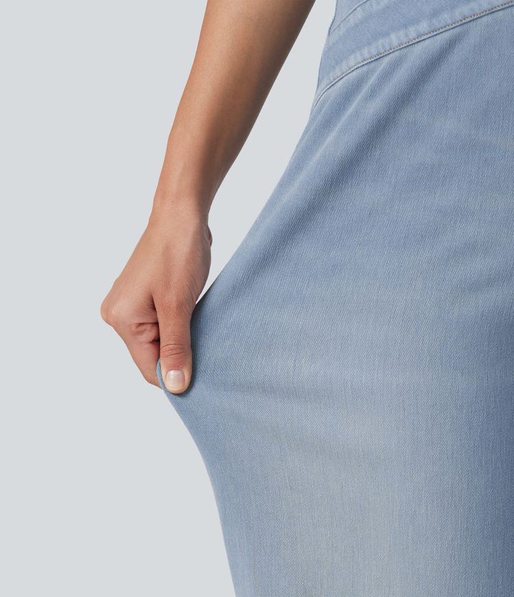 HalaraMagic™ High Waisted Crossover Bootcut Casual Jeans with Pockets