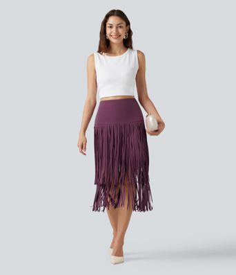 Halara UltraSculpt™ Cool Quick Dry High Waisted Fringe Hem Midi Skirt