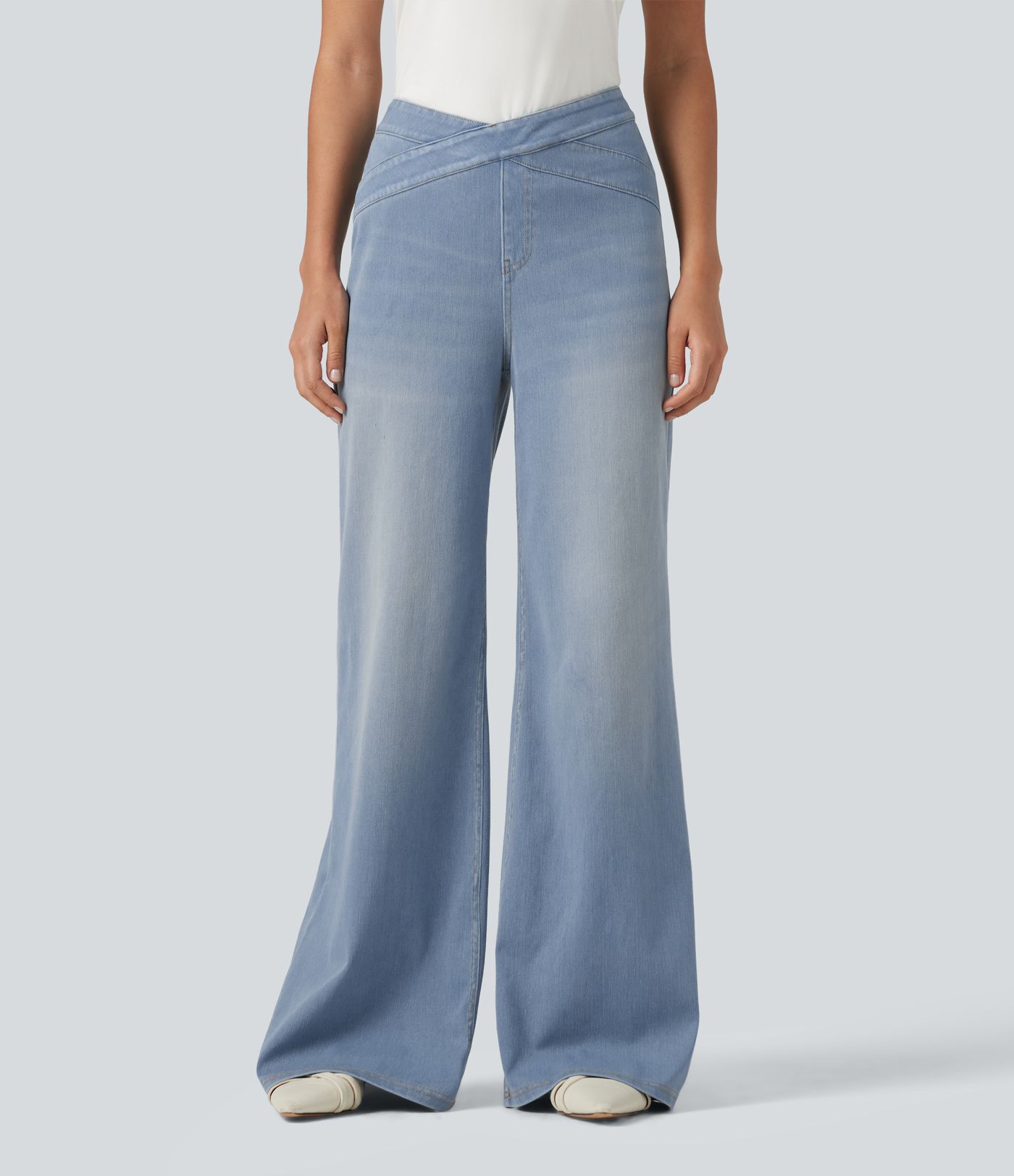 HalaraMagic™ High Waisted Crossover Bootcut Casual Jeans with Pockets