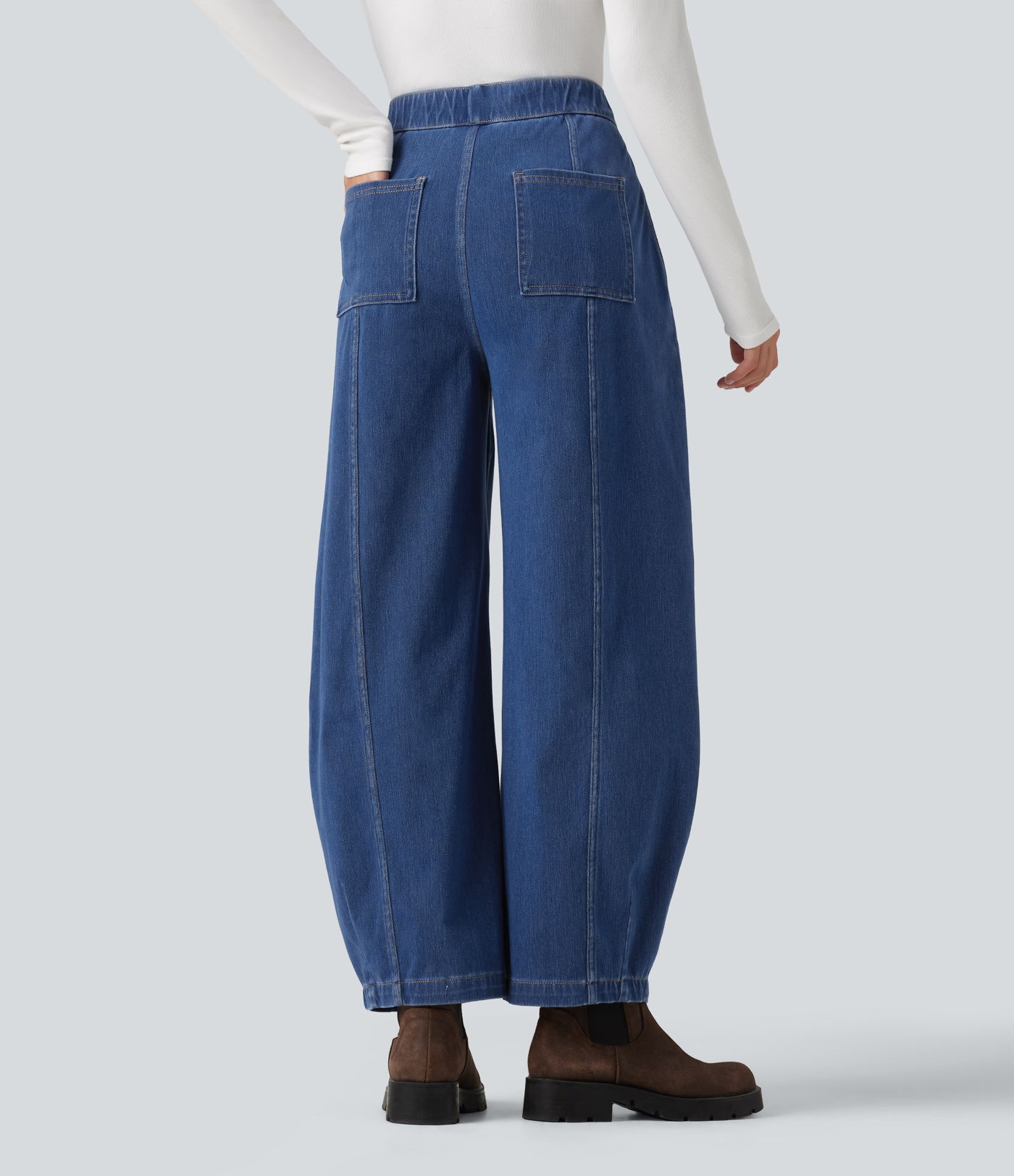 Halara Flex™ High Waisted Barrel Leg Casual Jeans with Pockets