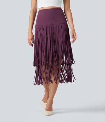 Halara UltraSculpt™ Cool Quick Dry High Waisted Fringe Hem Midi Skirt