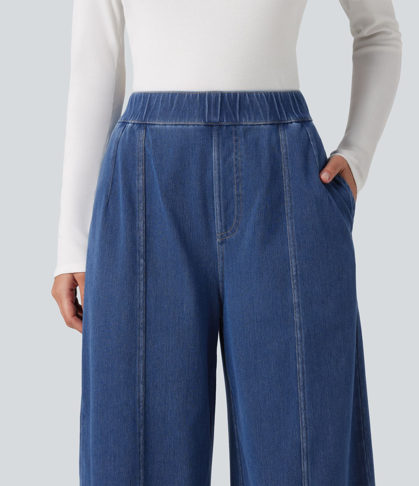 Halara Flex™ High Waisted Barrel Leg Casual Jeans with Pockets
