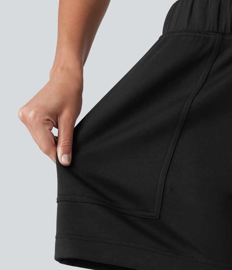 Mid Rise A-line Dance Shorts with Pockets