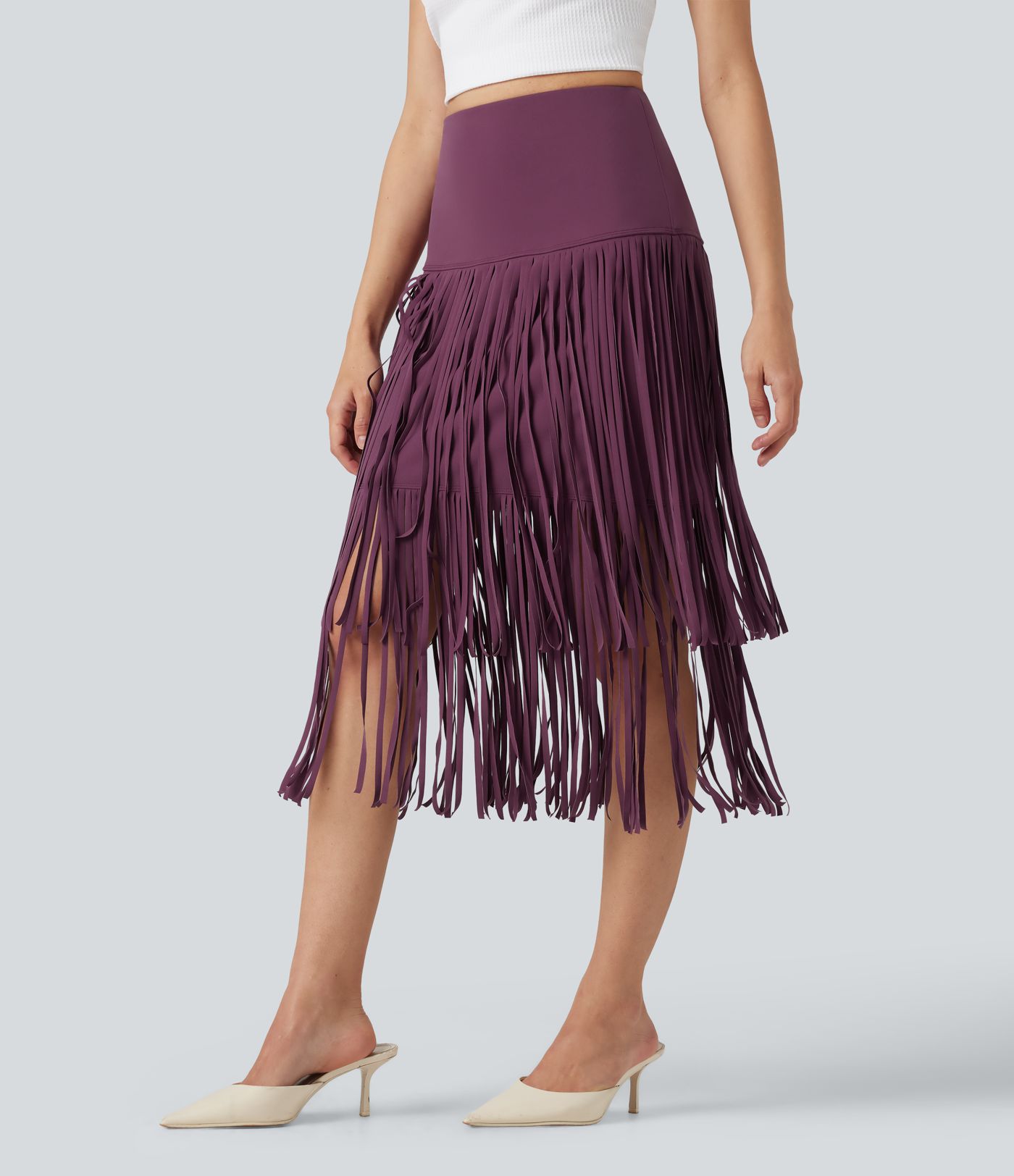 Halara UltraSculpt™ Cool Quick Dry High Waisted Fringe Hem Midi Skirt