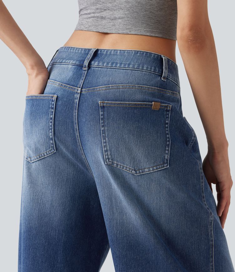 Halara Flex™ Low Rise Barrel Leg Casual Jeans with Pockets