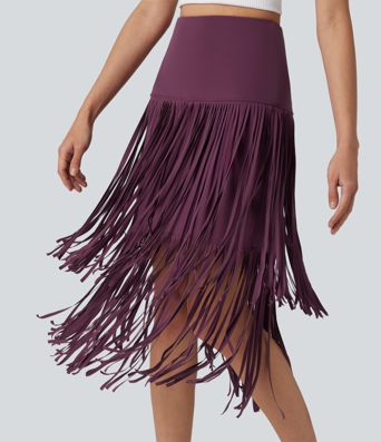 Halara UltraSculpt™ Cool Quick Dry High Waisted Fringe Hem Midi Skirt