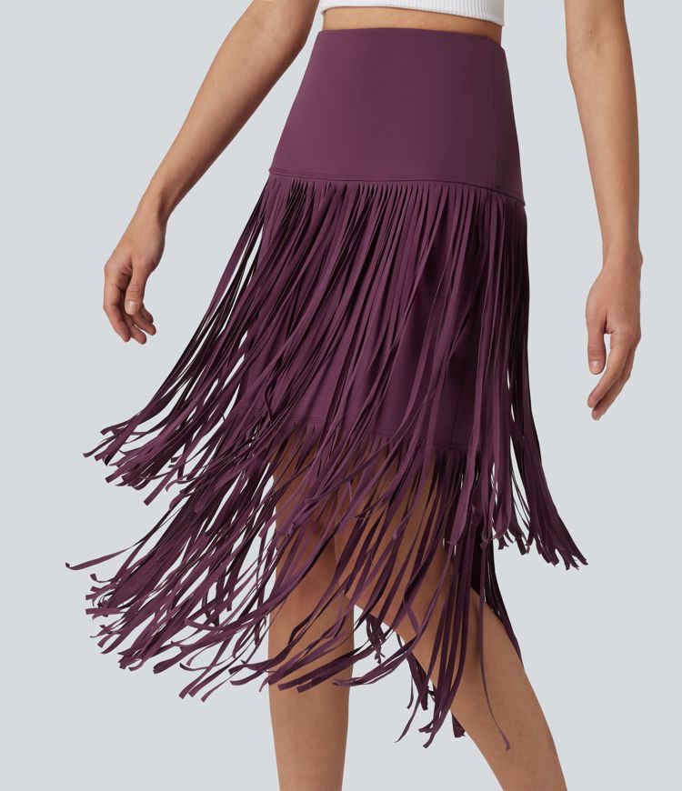 Halara UltraSculpt™ Cool Quick Dry High Waisted Fringe Hem Midi Skirt