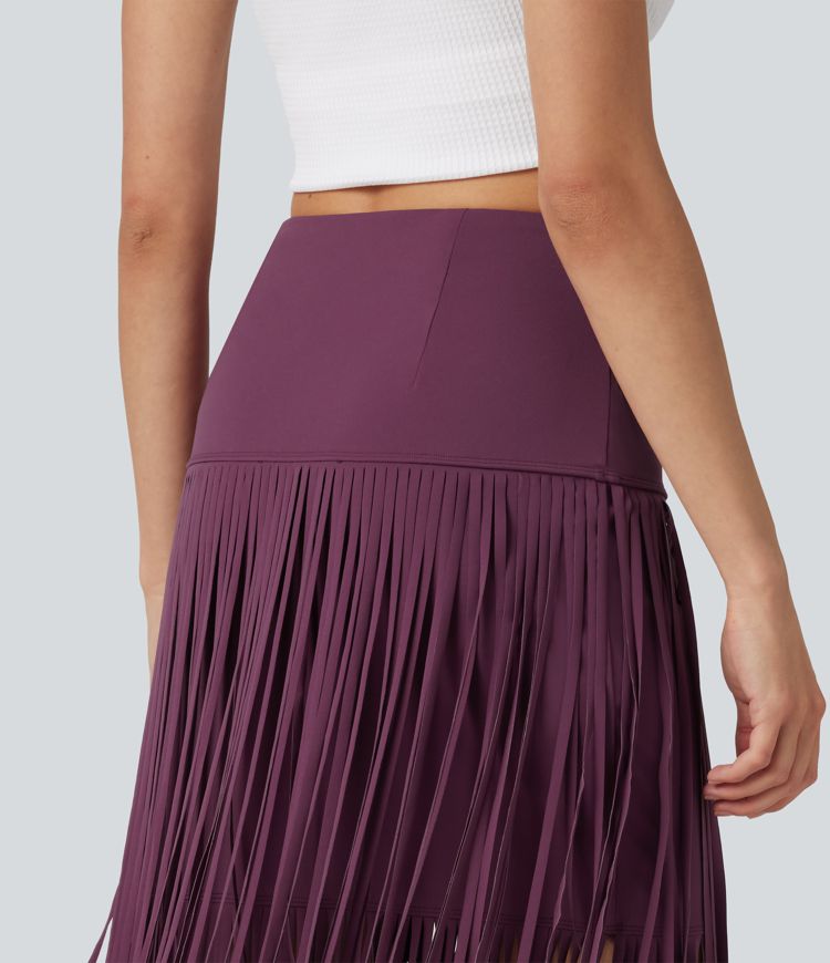 Halara UltraSculpt™ Cool Quick Dry High Waisted Fringe Hem Midi Skirt
