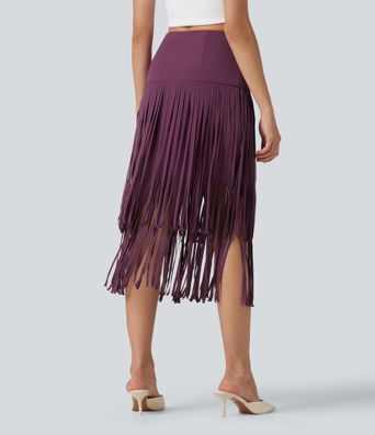 Halara UltraSculpt™ Cool Quick Dry High Waisted Fringe Hem Midi Skirt