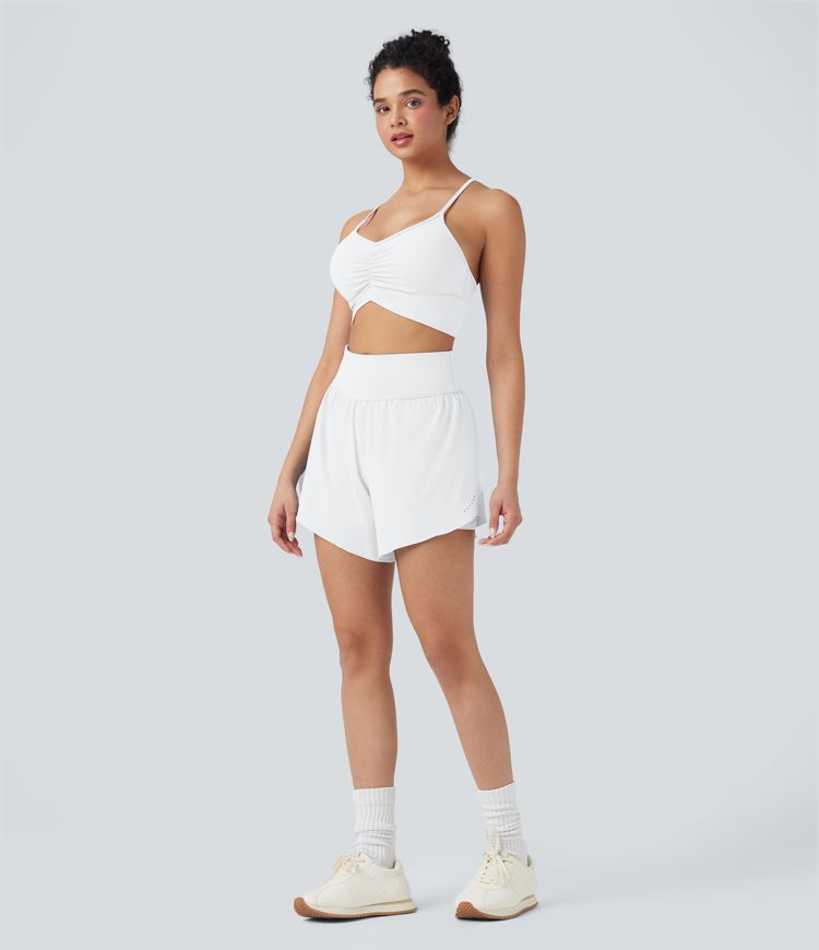 Short 2-en-1 de course gainant taille haute avec points réfléchissants, ourlet croisé et séchage rapide 12,5 cm avec poches SoftlyZero™