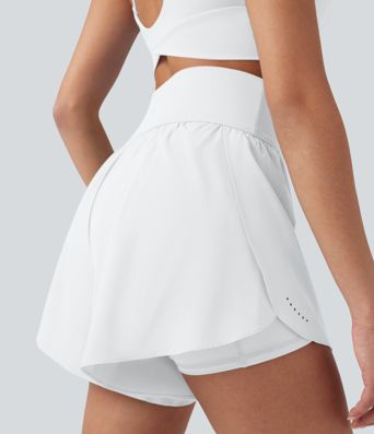 Short 2-en-1 de course gainant taille haute avec points réfléchissants, ourlet croisé et séchage rapide 12,5 cm avec poches SoftlyZero™