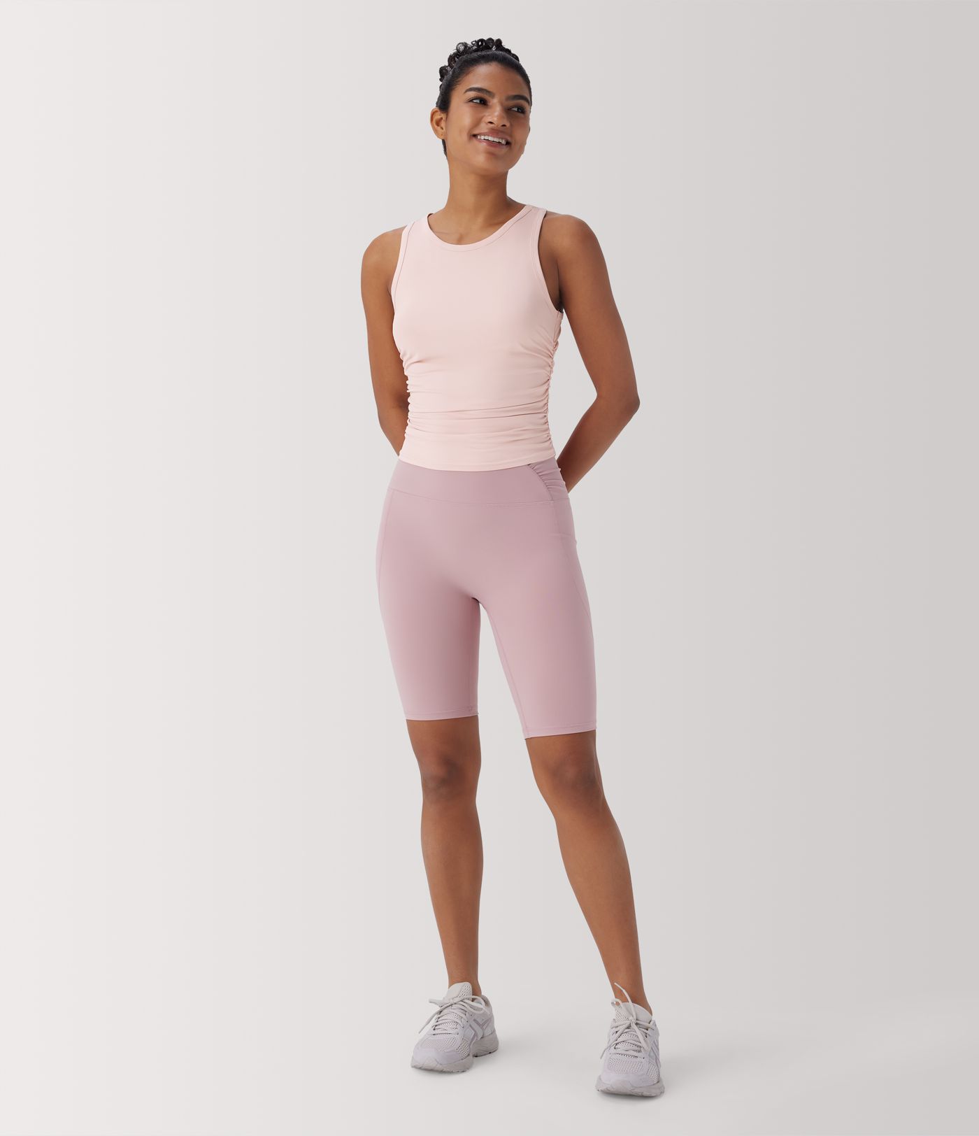 Round Neck Racerback Ruched Yoga Tank Top
