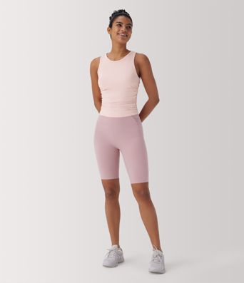 Round Neck Racerback Ruched Yoga Tank Top