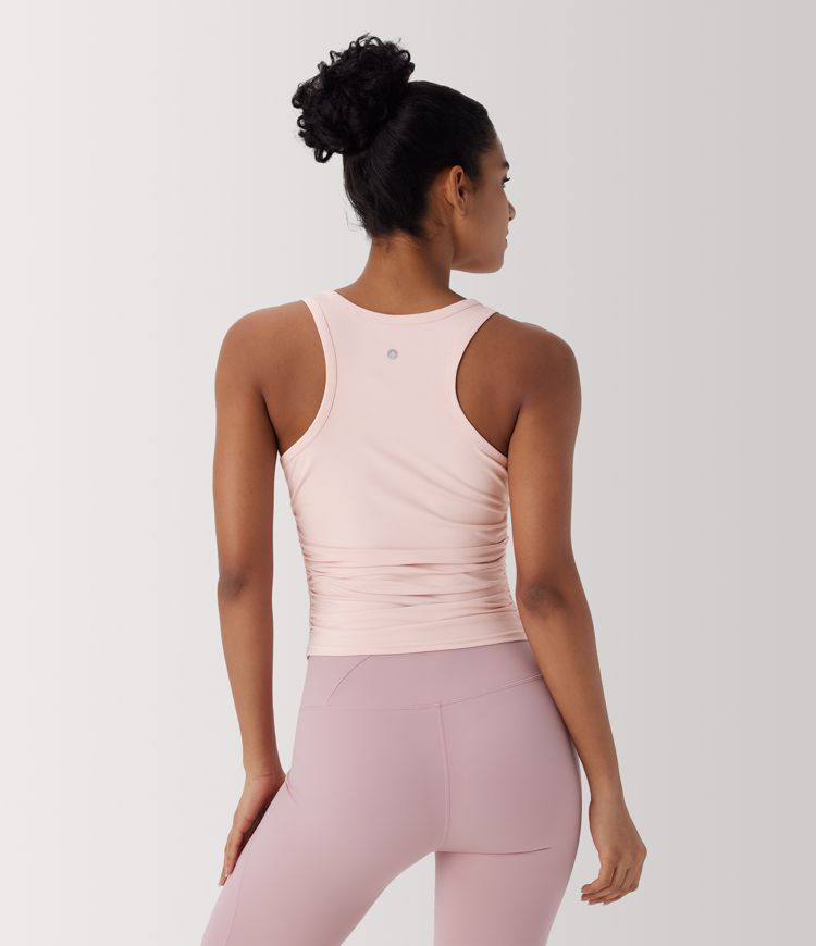 Round Neck Racerback Ruched Yoga Tank Top
