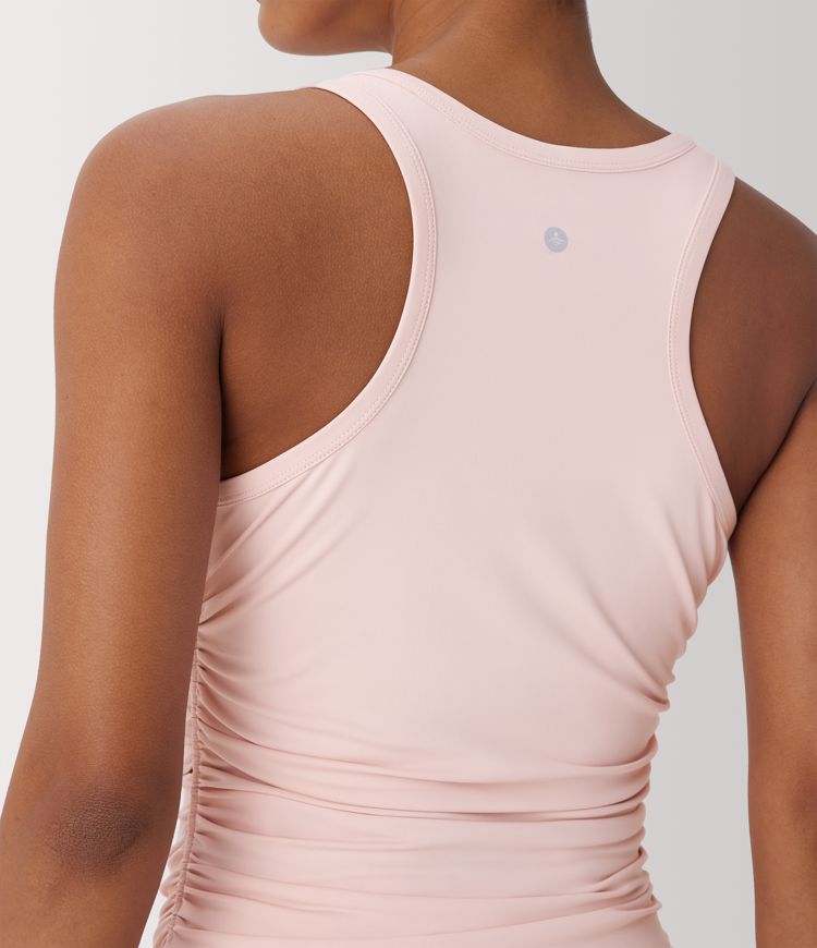 Round Neck Racerback Ruched Yoga Tank Top