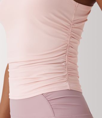 Round Neck Racerback Ruched Yoga Tank Top