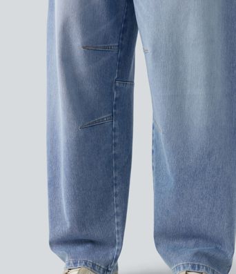 Halara Flex™ - Lässige Jeans mit niedrigem Bund, mehreren Taschen und Barrel-Leg