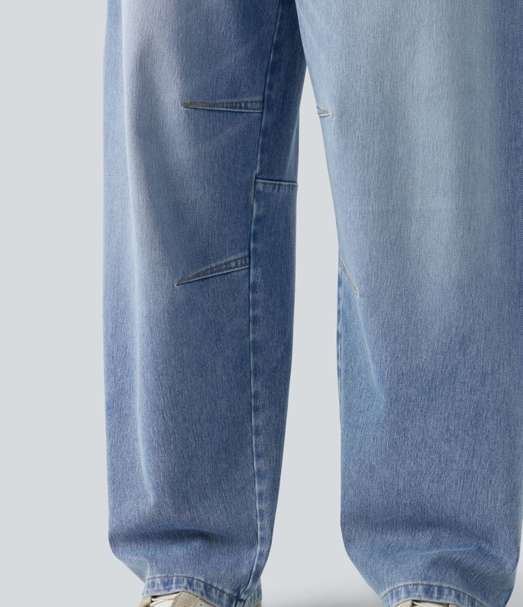 Halara Flex™ - Lässige Jeans mit niedrigem Bund, mehreren Taschen und Barrel-Leg