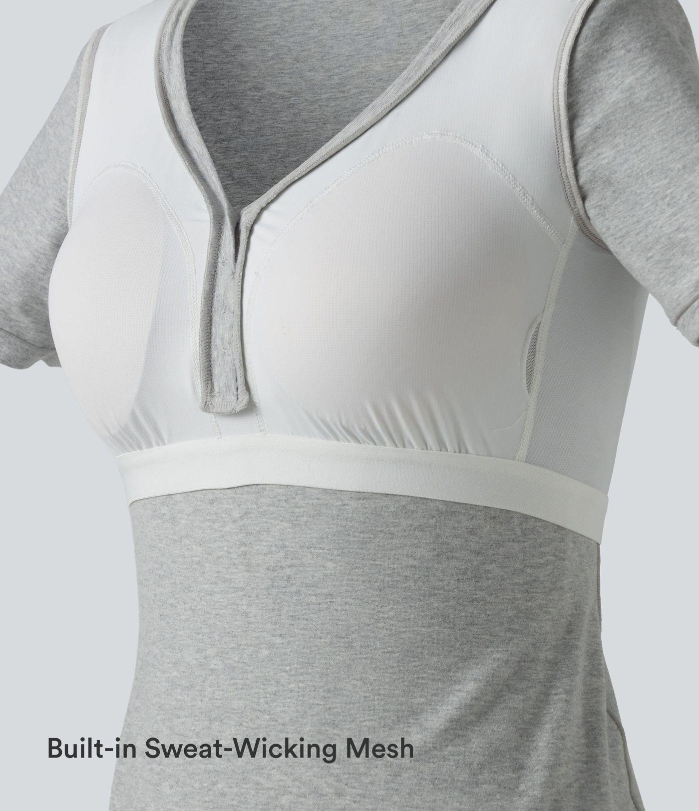 Halara Cotton Jersey V-neck Short Sleeve Built-in Bra Casual T-Shirt B-DD Cups