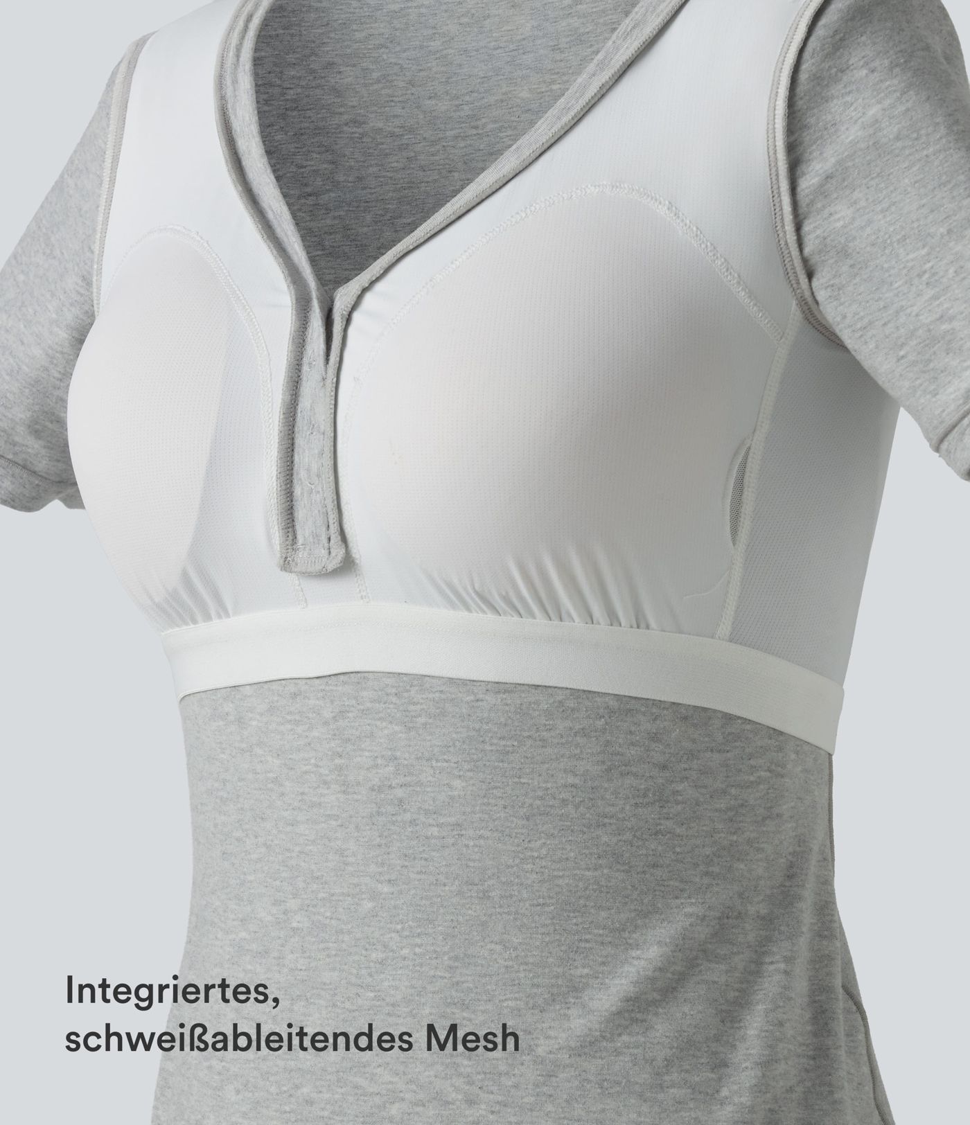 Halara Cotton Jersey - Lässiges T-Shirt mit V-Ausschnitt, kurzen Ärmeln und integriertem BH - B-DD Cups