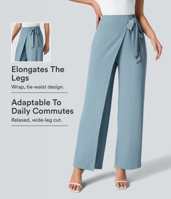 Halara Flex™ High Waisted Tie Side Wide Leg Work Pants